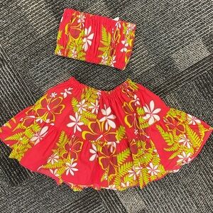 2-4Y Girls Hawaiian Hulu Skirt & Top NWOT